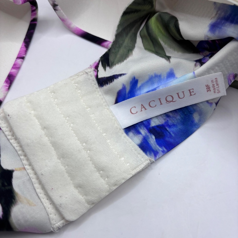 Cacique Lighty Lined Full Coverage Bra Floral Sz 38F - Picture 3 of 7